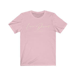 Unisex Jersey Short Sleeve Tee LD signature Cream Print