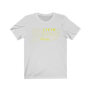 Unisex Jersey Short Sleeve Tee Yellow Outline Print
