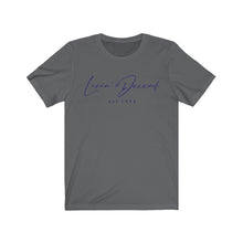 Load image into Gallery viewer, Unisex Jersey Short Sleeve Tee LD signature Navy Print