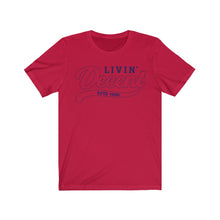 Load image into Gallery viewer, Unisex Jersey Short Sleeve Navy Outline Print