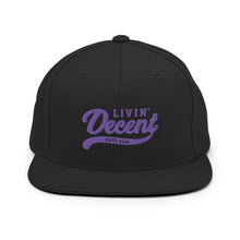 Load image into Gallery viewer, Snapback Hat w/ Purple Embroidery