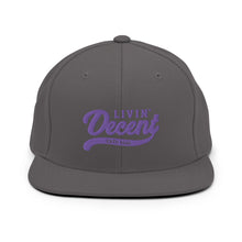 Load image into Gallery viewer, Snapback Hat w/ Purple Embroidery