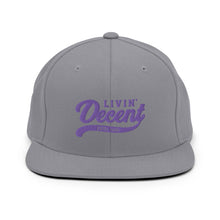 Load image into Gallery viewer, Snapback Hat w/ Purple Embroidery