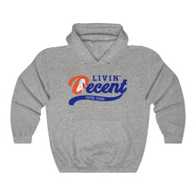 Load image into Gallery viewer, Livin&#39; Decent/Bronco Gang Royal print Hoodie