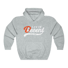 Load image into Gallery viewer, Livin&#39; Decent/Bronco Gang White print Hoodie