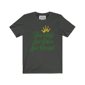 Unisex Jersey Short Sleeve YOLO w/green print