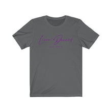 Load image into Gallery viewer, Unisex Jersey Short Sleeve Tee LD signature Purple Print