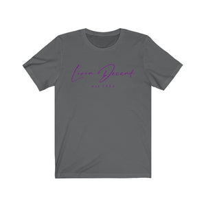 Unisex Jersey Short Sleeve Tee LD signature Purple Print