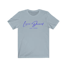 Load image into Gallery viewer, Unisex Jersey Short Sleeve Tee LD signature Royal Print