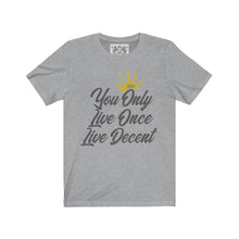 Load image into Gallery viewer, Unisex Jersey Short Sleeve YOLO w/grey print