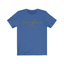 Load image into Gallery viewer, Unisex Jersey Short Sleeve Tee LD signature Gold Print