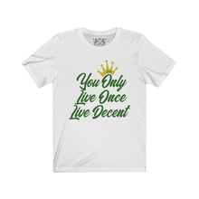 Load image into Gallery viewer, Unisex Jersey Short Sleeve YOLO w/green print