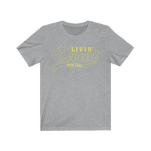 Load image into Gallery viewer, Unisex Jersey Short Sleeve Tee Yellow Outline Print