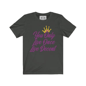 Unisex Jersey Short Sleeve YOLO w/hot pink print