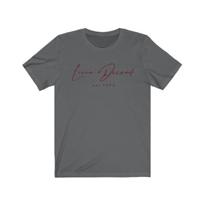 Unisex Jersey Short Sleeve Tee LD signature Maroon Print
