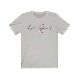 Unisex Jersey Short Sleeve Tee LD signature Maroon Print