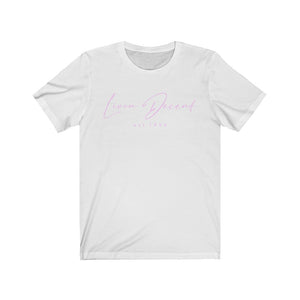 Unisex Jersey Short Sleeve Tee LD signature Pink Print