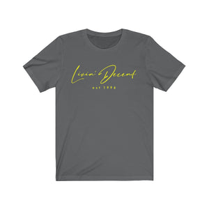 Unisex Jersey Short Sleeve Tee LD signature Yellow Print