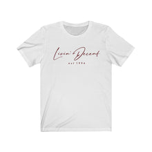 Load image into Gallery viewer, Unisex Jersey Short Sleeve Tee LD signature Maroon Print