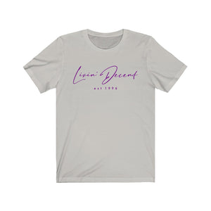 Unisex Jersey Short Sleeve Tee LD signature Purple Print