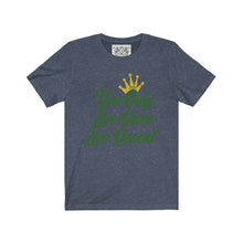 Load image into Gallery viewer, Unisex Jersey Short Sleeve YOLO w/green print