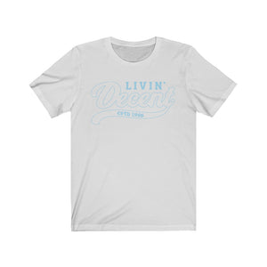 Unisex Jersey Short Sleeve Light Blue Outline Print