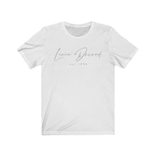 Load image into Gallery viewer, Unisex Jersey Short Sleeve Tee LD signature Grey Print