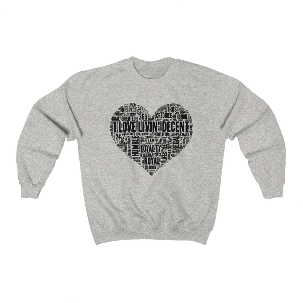 Unisex Crewneck Sweatshirt I Love Livin' w/Black Print