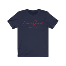 Load image into Gallery viewer, Unisex Jersey Short Sleeve Tee LD signature Red Print