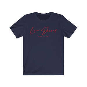 Unisex Jersey Short Sleeve Tee LD signature Red Print