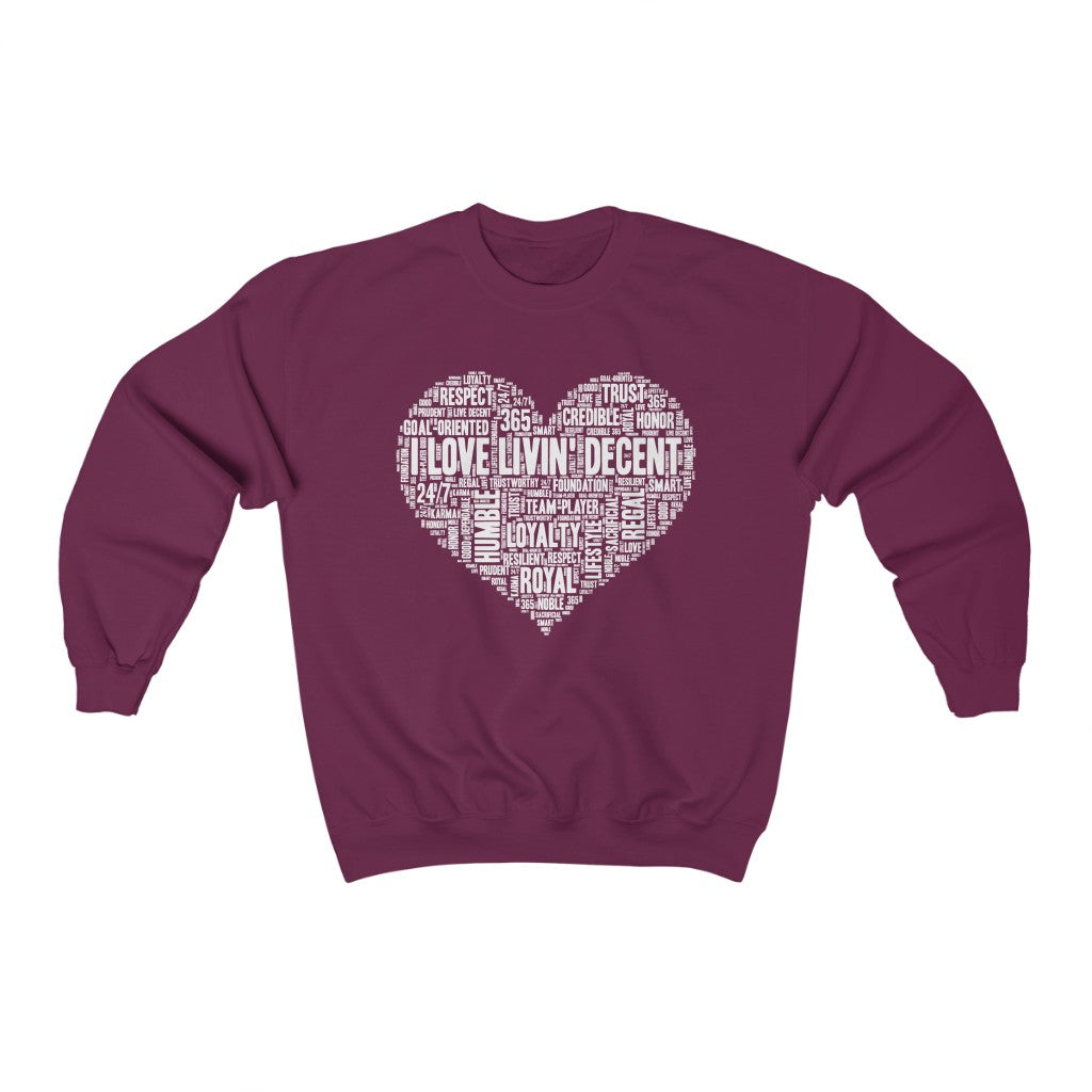 Unisex Crewneck Sweatshirt I Love Livin' w/White Print