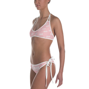 Bikini 2 piece light pink w/ white print