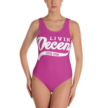 Load image into Gallery viewer, One-Piece Swimsuit fuchsia w/ white print