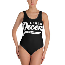 Load image into Gallery viewer, One-Piece Swimsuit black w/ white print