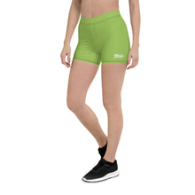 Load image into Gallery viewer, Ladies biker Shorts neon green w/ white print