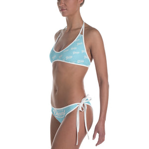 Bikini 2 piece aqua w/ white print