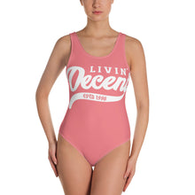 Load image into Gallery viewer, One-Piece Swimsuit coral w/ white print