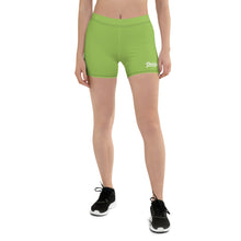 Load image into Gallery viewer, Ladies biker Shorts neon green w/ white print