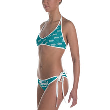 Load image into Gallery viewer, Bikini 2 piece turquoise w/ white print