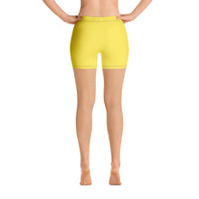 Load image into Gallery viewer, Ladies biker Shorts yellow w/ white print