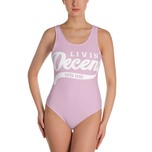 One-Piece Swimsuit light pink w/ white print