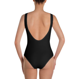 One-Piece Swimsuit black w/ white print