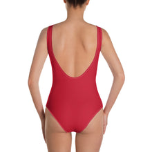 Load image into Gallery viewer, One-Piece Swimsuit red w/ white print